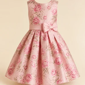 Girls Pink Floral Party Frock - theclosetbd.com