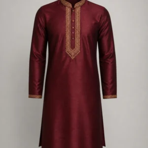 Men Maroon Silk Blend Festive Panjabi - theclosetbd.com