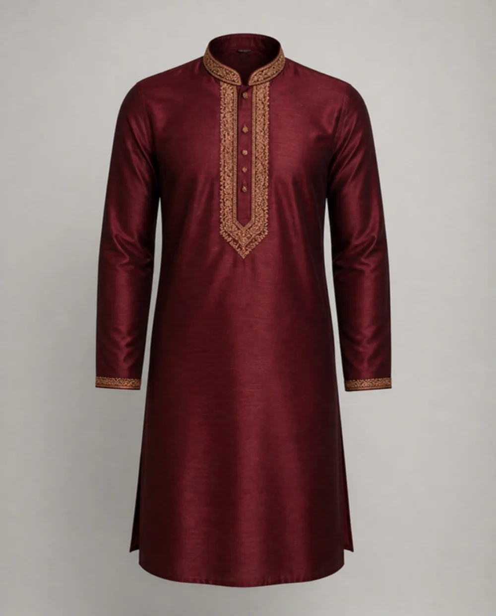 Men Maroon Silk Blend Festive Panjabi - theclosetbd.com