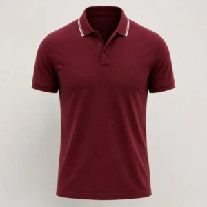 Men Maroon Tipped Collar Polo Shirt - theclosetbd.com