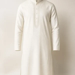 Men Off White Embroidered Cotton Panjabi - theclosetbd.com