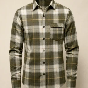Men Olive Check Flannel Shirt - theclosetbd.com