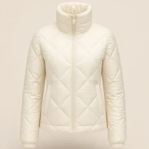 Women Cream Quilted Puffer Jacket - theclosetbd.com