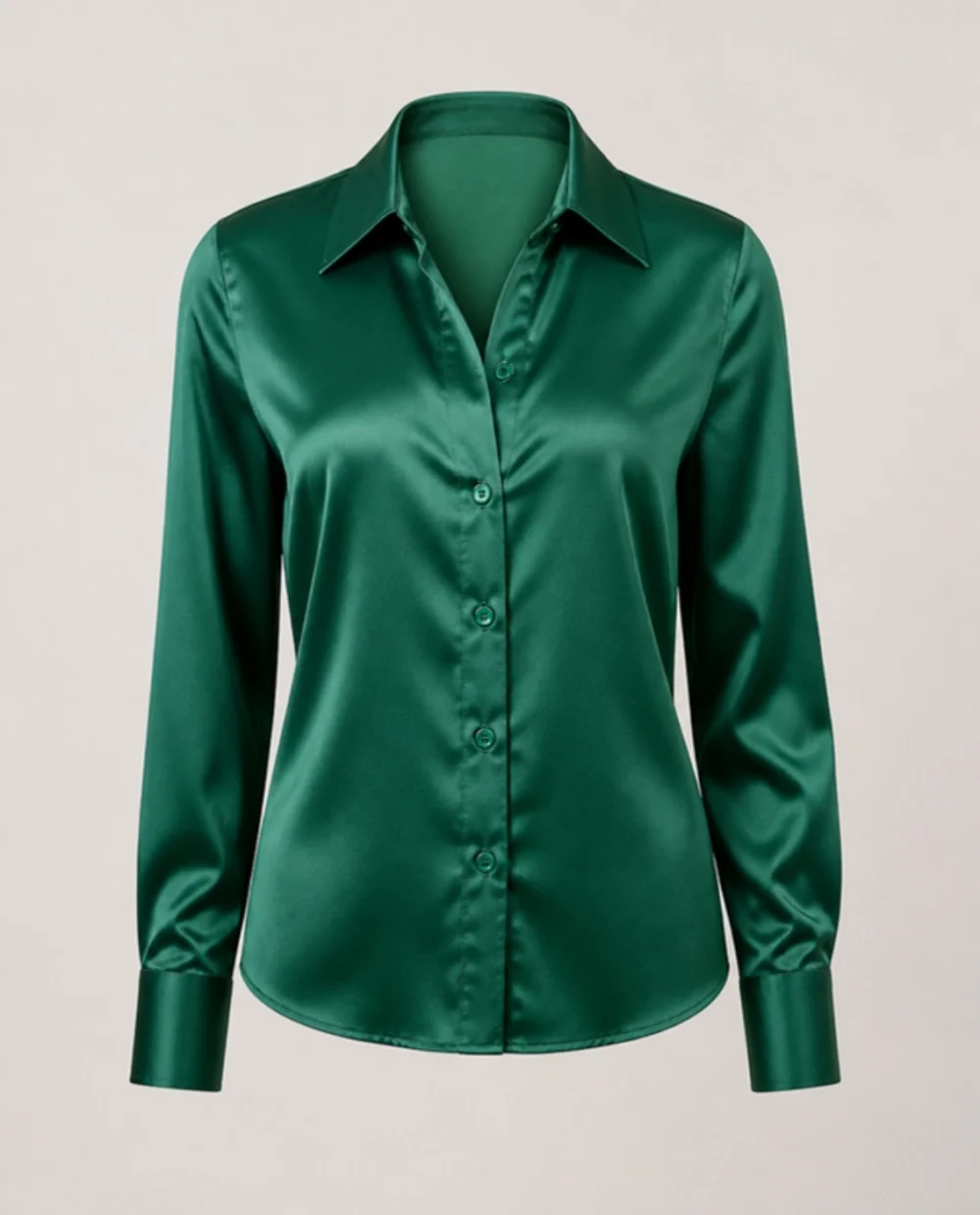 Women Emerald Satin Shirt Top - theclosetbd.com